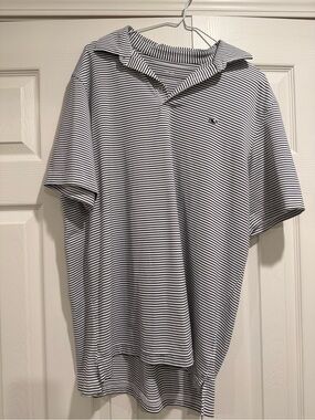 Vineyard Vines Navy and White Striped Polo